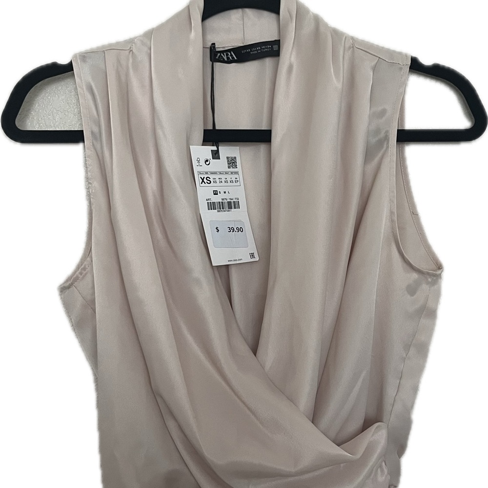 Zara Elegant Cream Drape Blouse